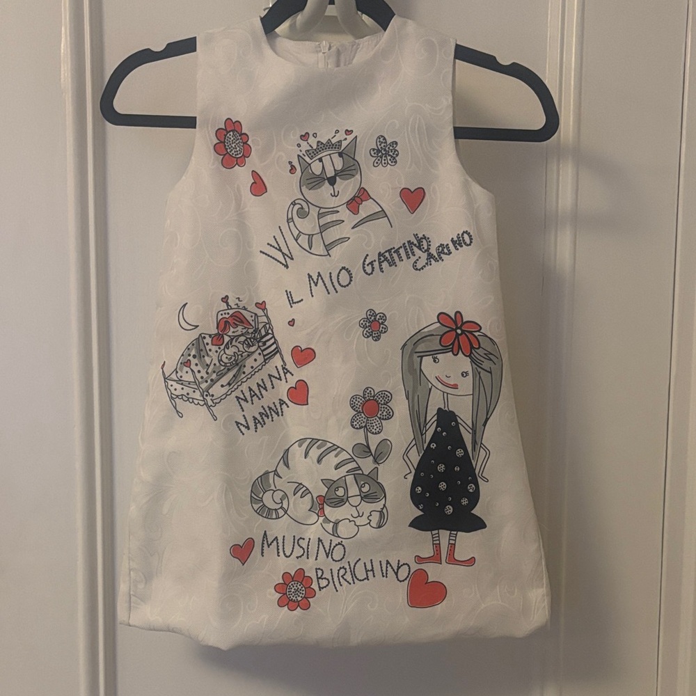 Pauline et Julie White Dress with Red and Black Accents - Picture 3 of 13